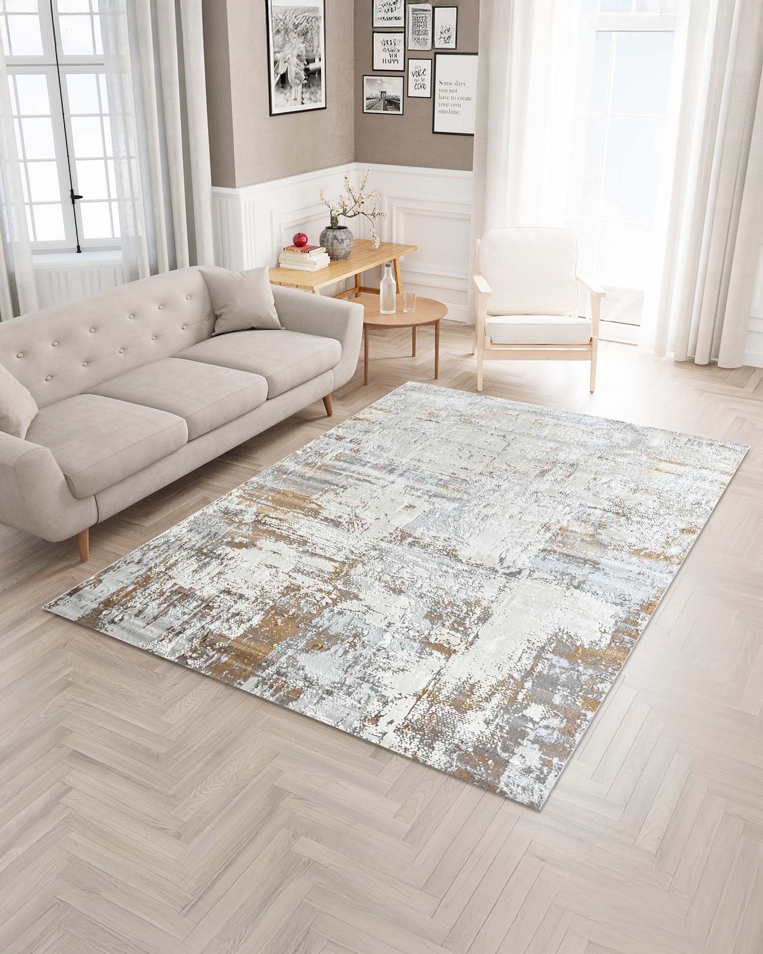 Alfombra turca colección arte 8064 White gold
