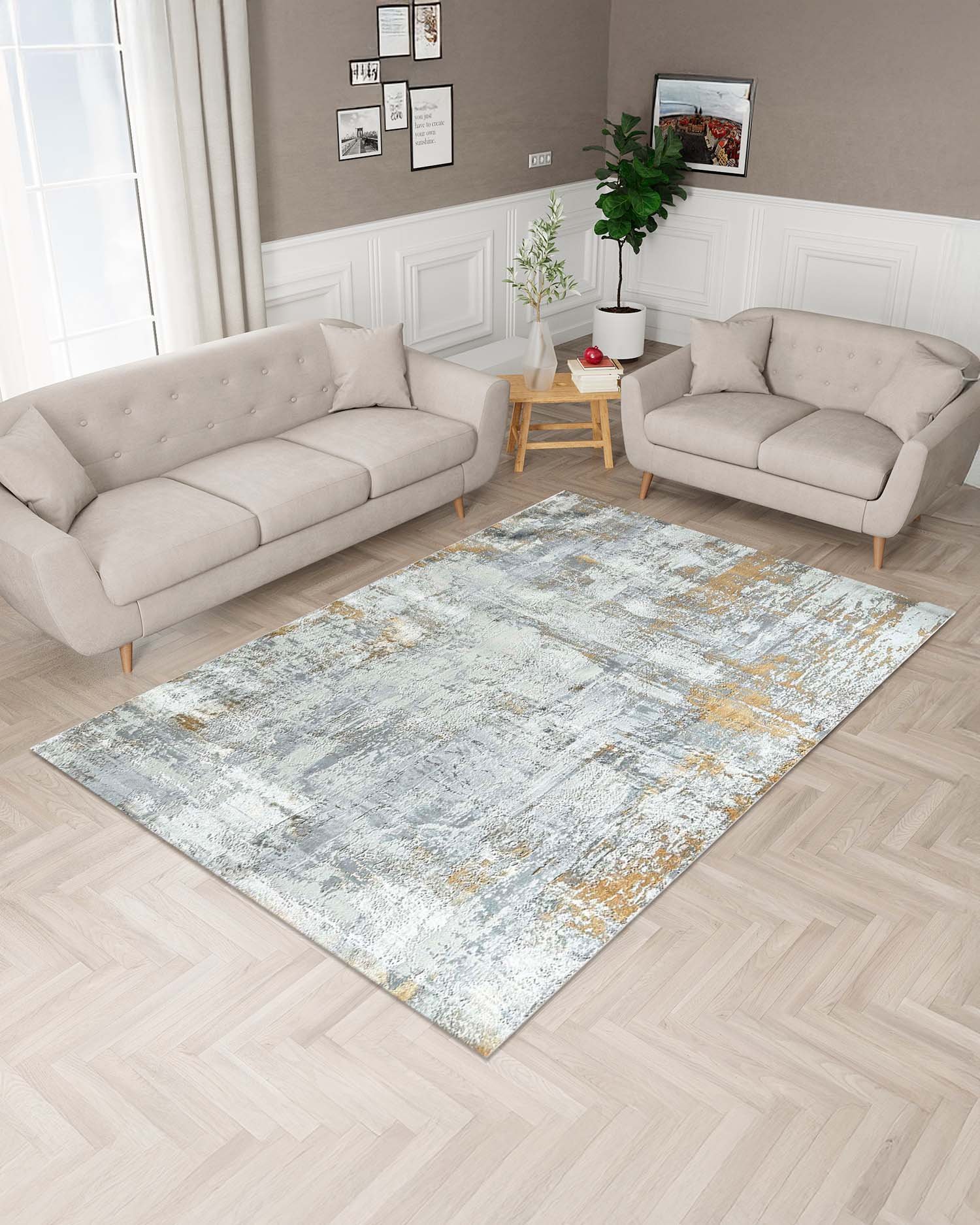 Alfombra turca colección arte 8064 grey gold